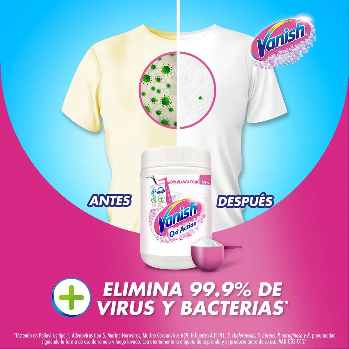Quitamanchas en polvo Vanish Oxi Action Ropa Blanca Repuesto - Imagen 5