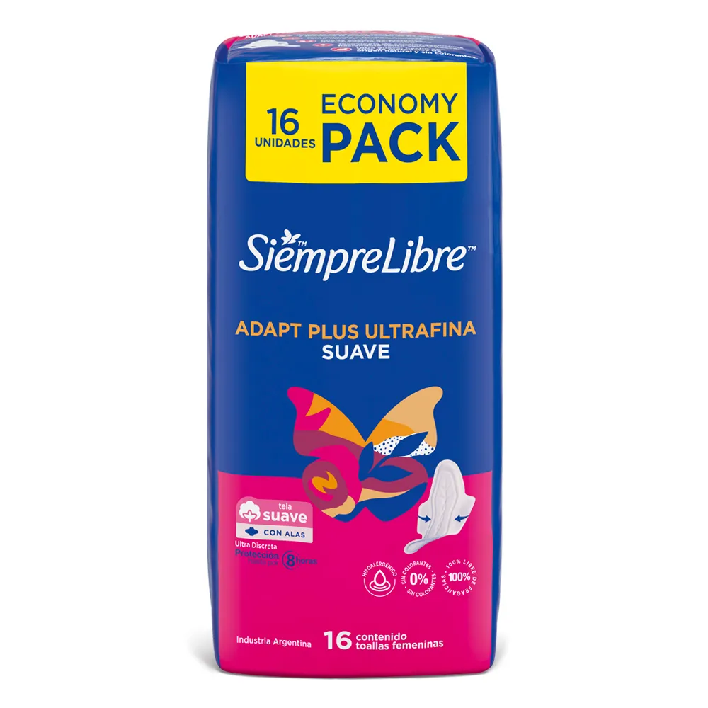 Toallas Sanitarias Siempre Libre Adapt Plus Ultrafina Suave con alas - Imagen 2