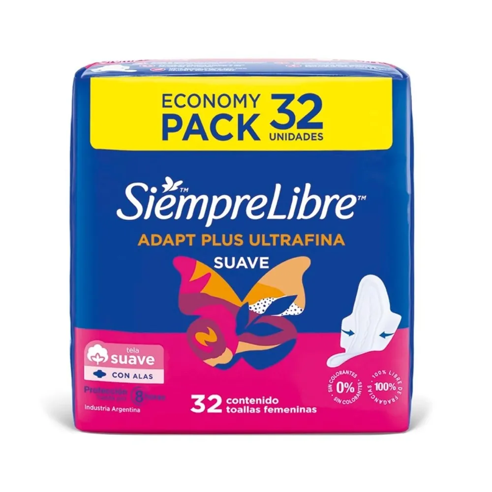 Toallas Sanitarias Siempre Libre Adapt Plus Ultrafina Suave con alas - Imagen 3