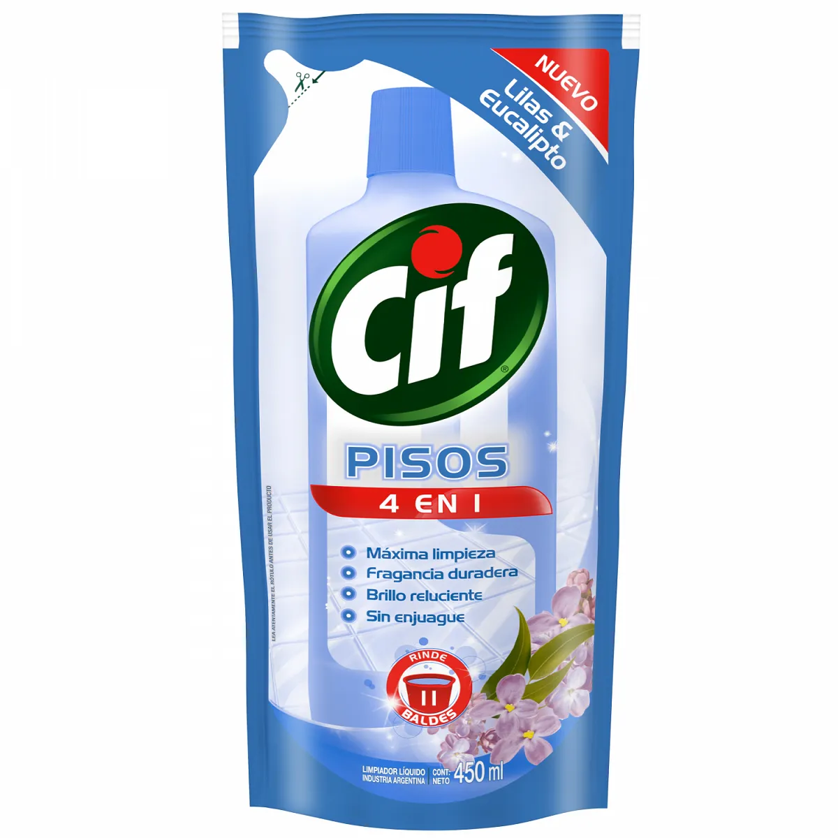 Limpiador de pisos Cif 4 en 1 Lilas y Eucalipto x 450 ml - Imagen 2