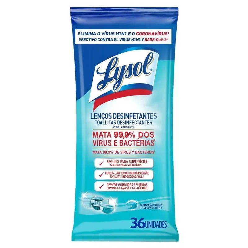 Toallitas desinfectantes multi-superficies Lysol Frescura marina x 36 uds - Imagen 2